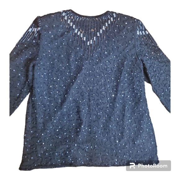 Vintage Joseph Ribkoff Gala Black Sequent Beaded Evening Jacket 100% Silk - Picture 8 of 14